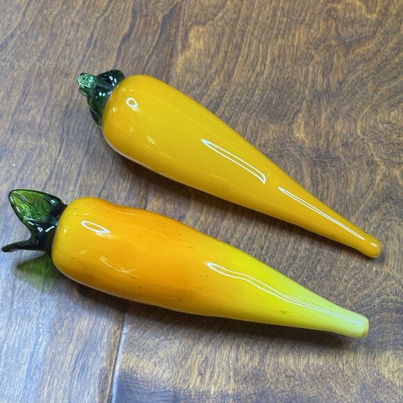 Murano style glass Vegetable 7.5" Two Carrots Handblown paper‎ weight decor - Picture 5 of 10